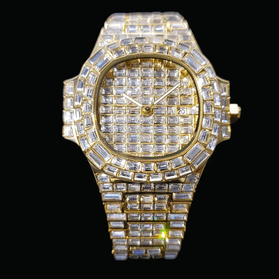 Fully Lab Iced Out Watch – Luxury Hip Hop Jewelry Watch for Men - CaratixJewelry
